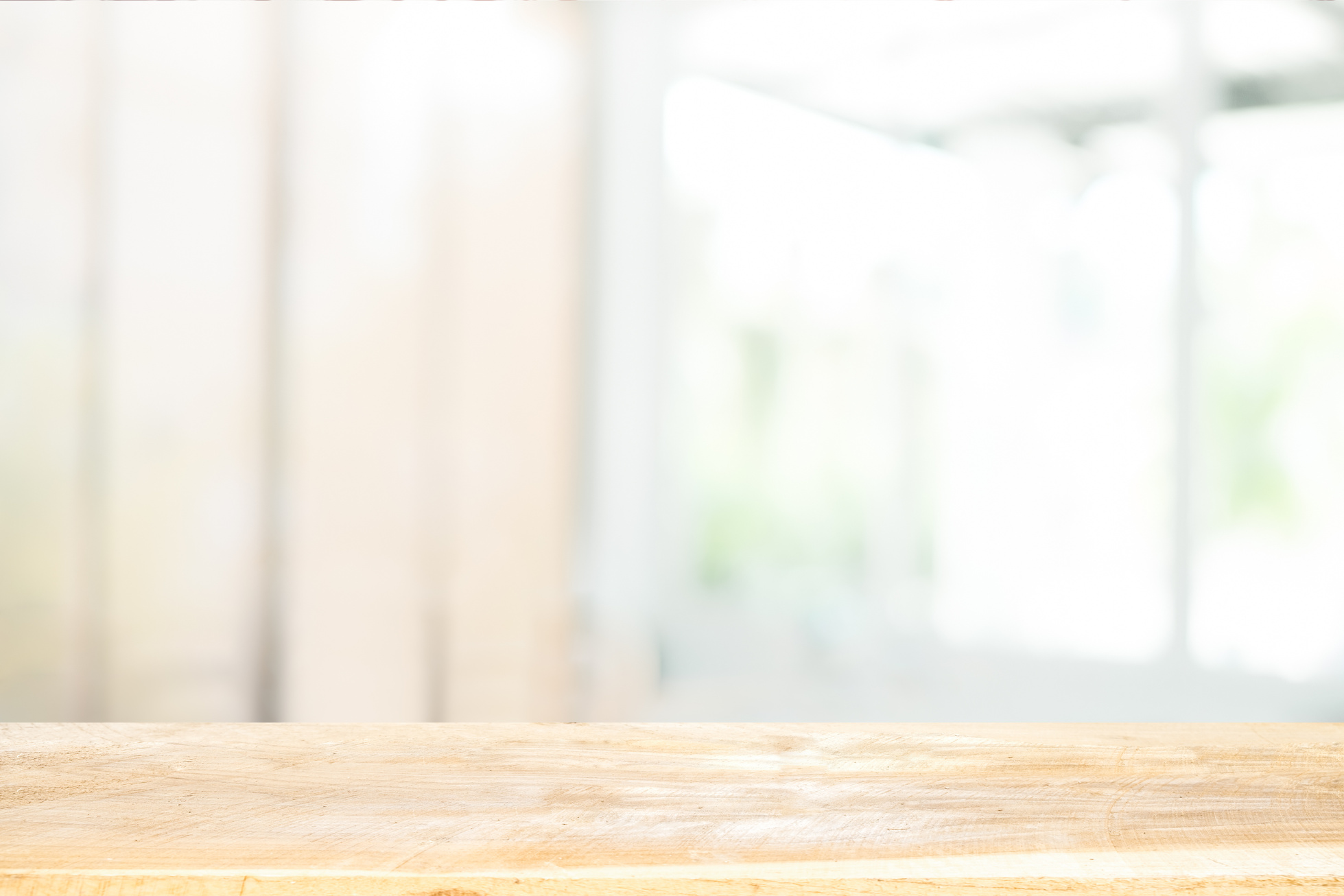 Empty Wooden Table and Window Room Background 