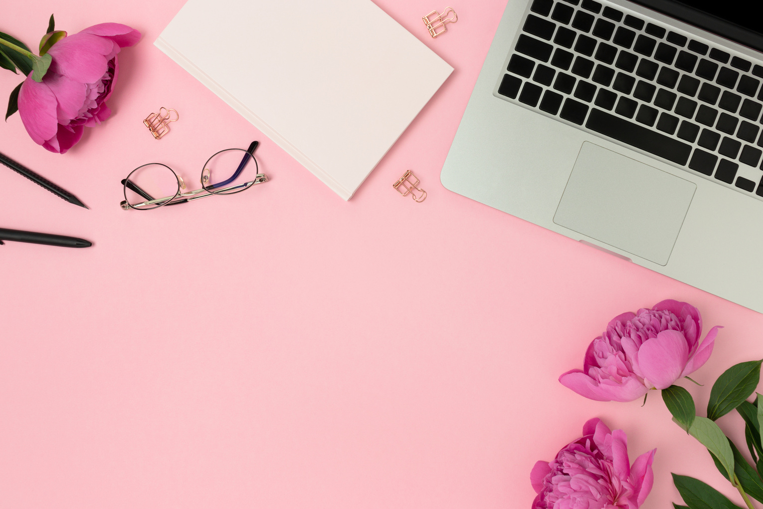 Work Desk with Pink Peonies 